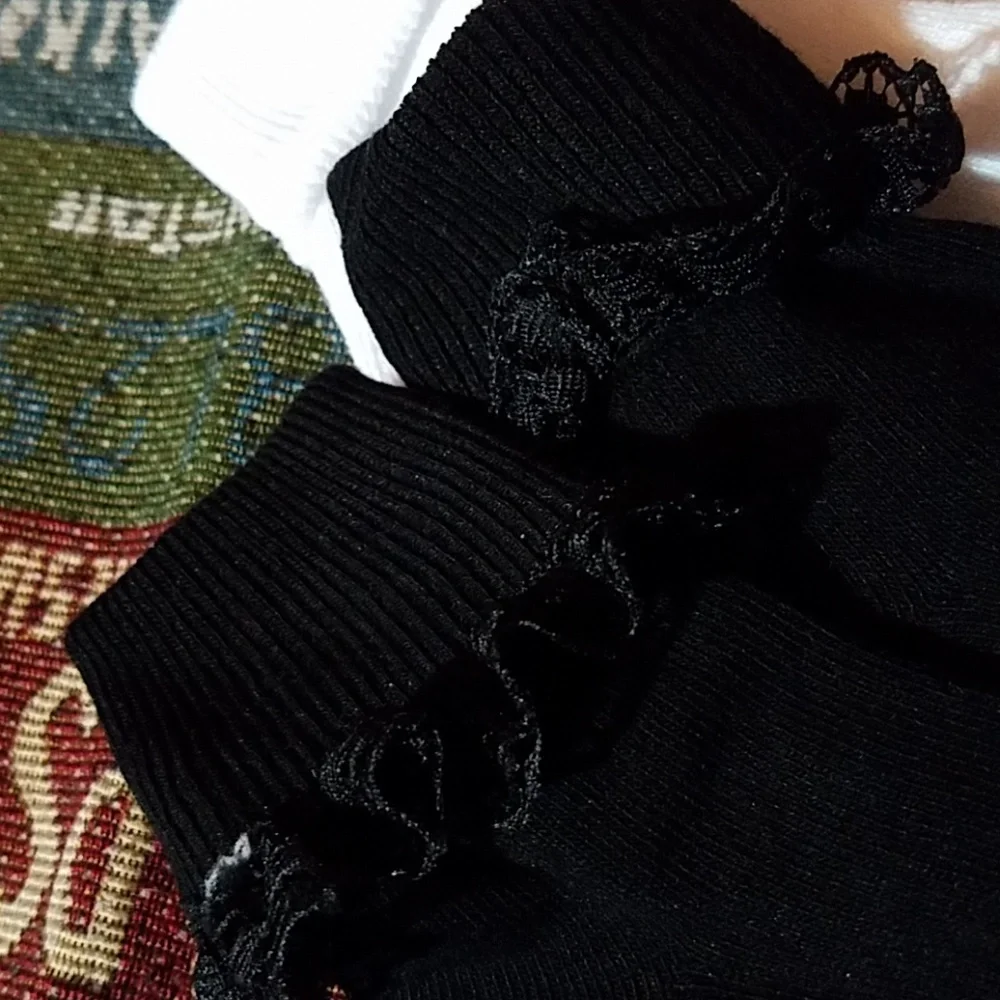 Ladies Socks Lace Black Cuff